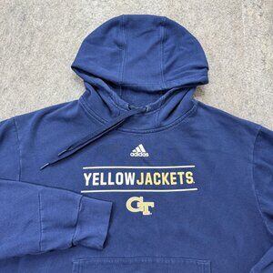 Georgia Tech Yellow Jackets Adidas Hoodie Men M Blue Fleece Pullover